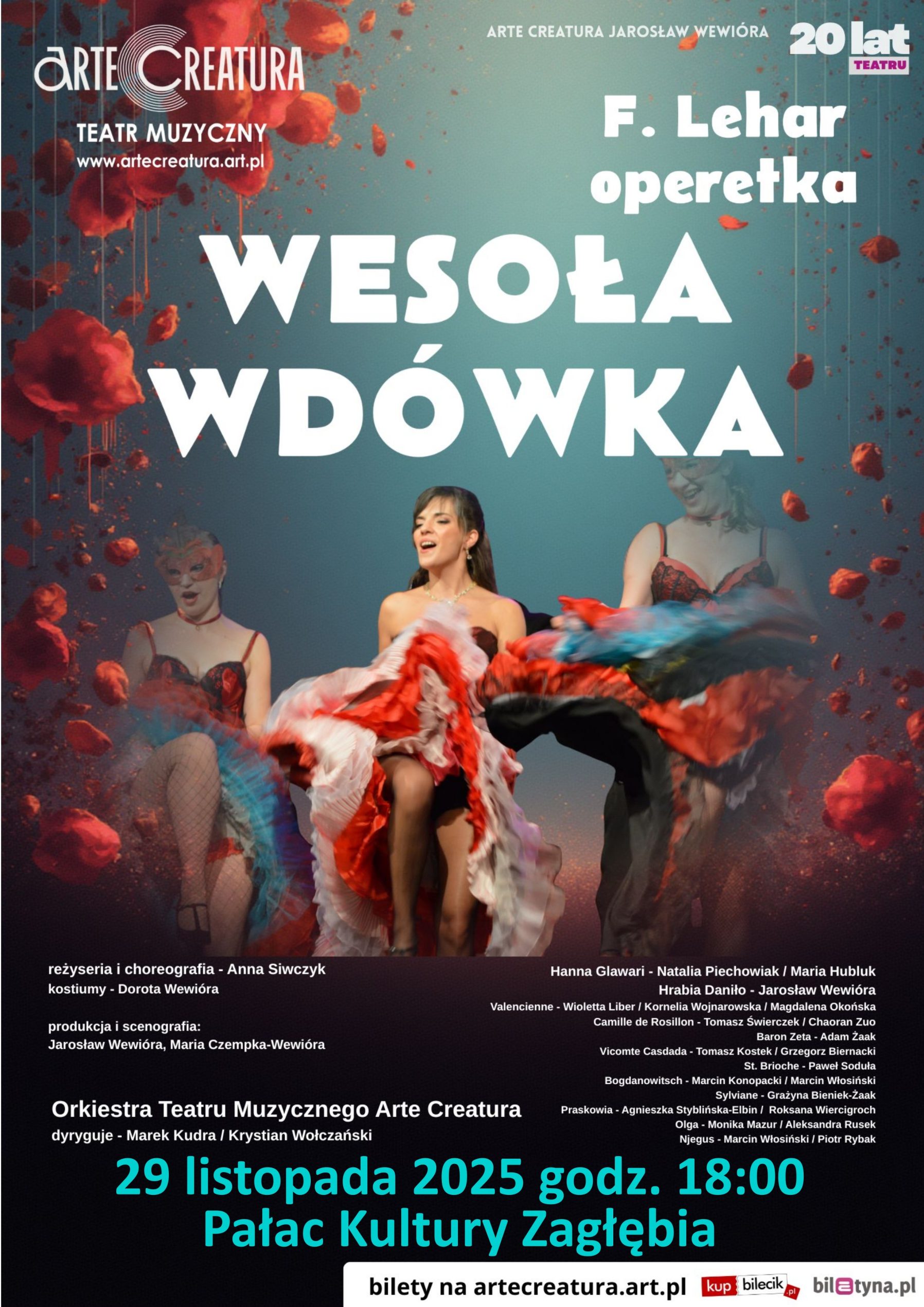 Plakat promujący operetkę Wesoła Wdówka