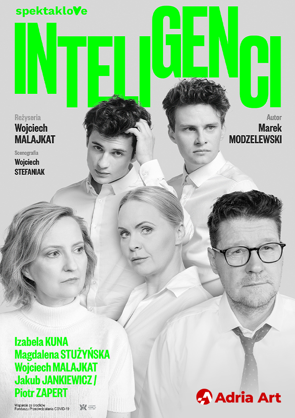 Plakat promujący spektakl "Inteligenci"