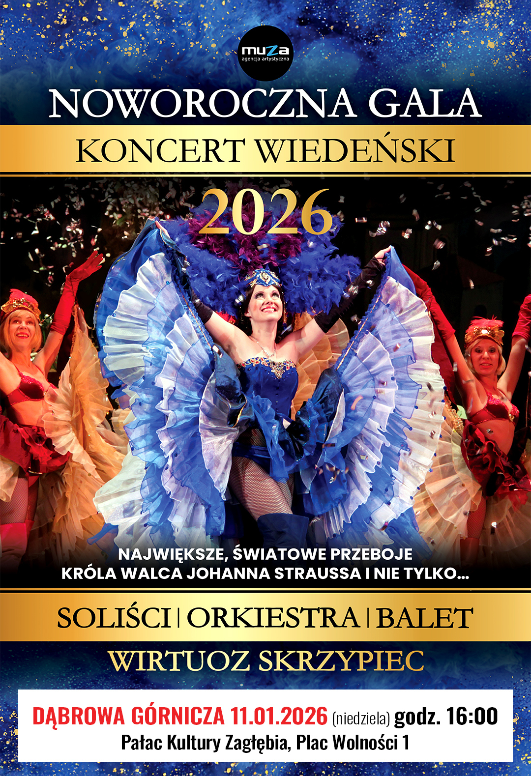 Plakat promujący Noworoczną Galę Koncert Wiedeński agencji Muza