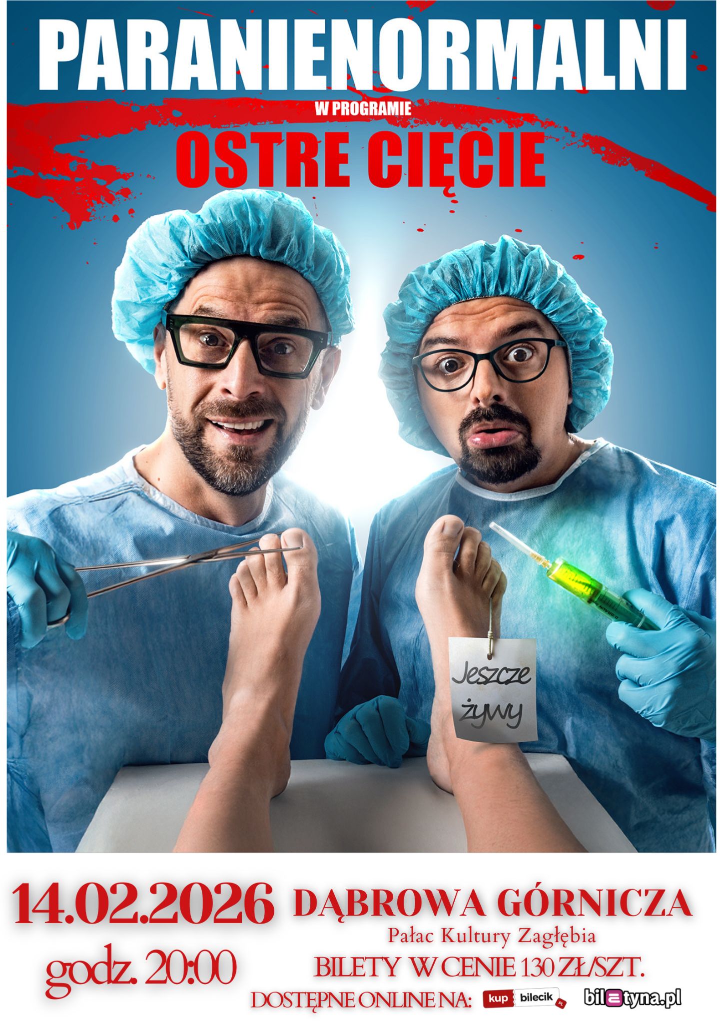 Plakat promujący program ostre cięcie kabaretu paranienormalni