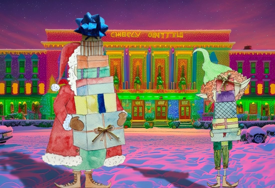 grafika promująca wydarzenia mikołajkowe w pałacu kultury zagłębia i jego placówkach