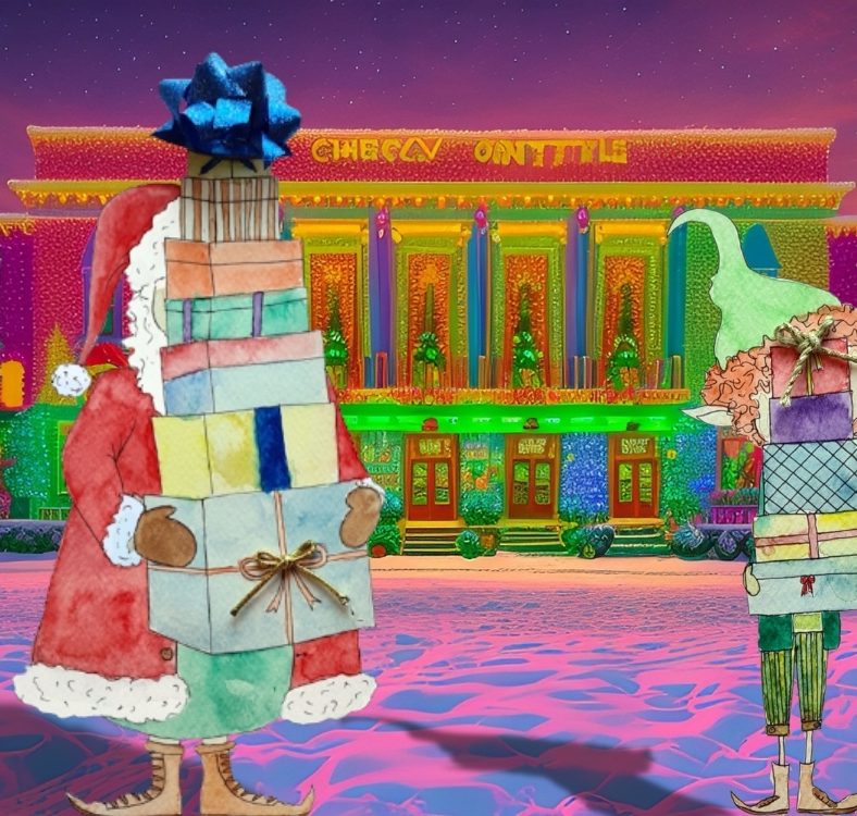 grafika promująca wydarzenia mikołajkowe w pałacu kultury zagłębia i jego placówkach