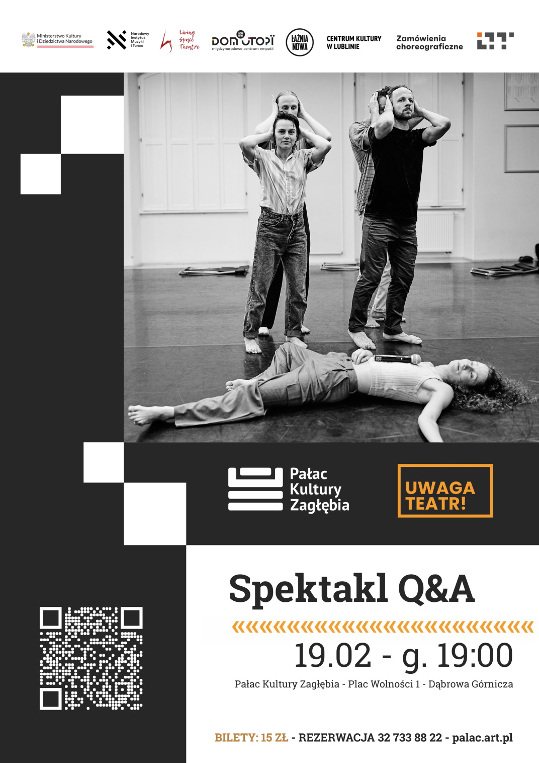Plakat promujący spektakl q&a