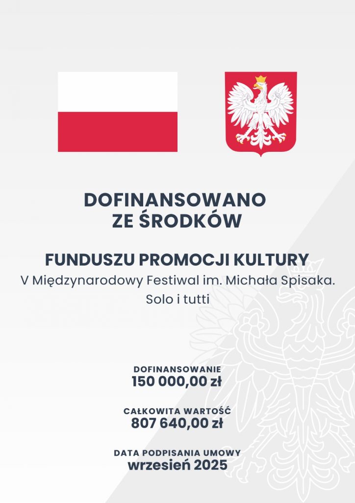 plakat informujący o dofinansowaniu festiwalu spisaka