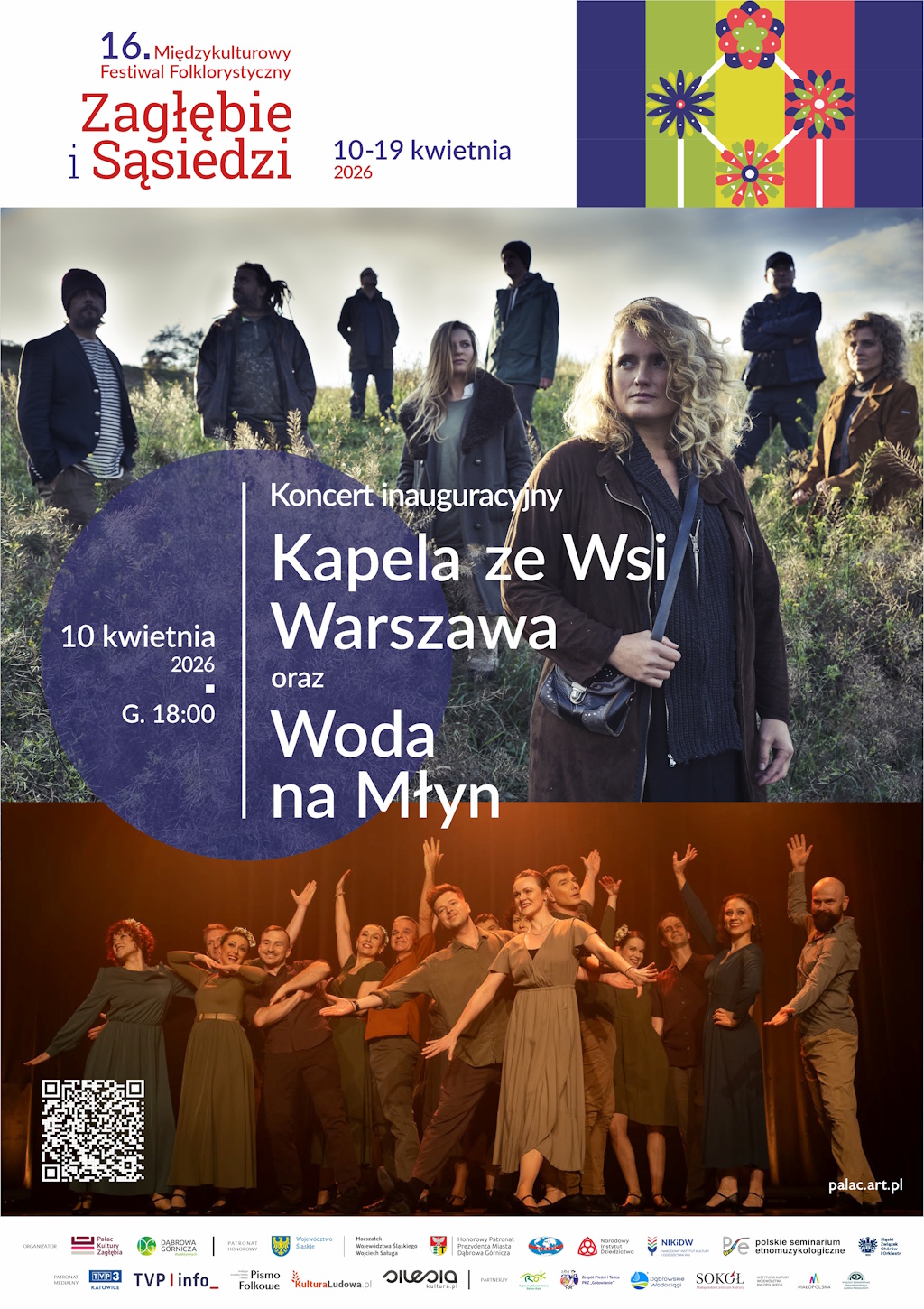 Plakat koncertu Kapela ze Wsi Warszawa i Woda na Młyn