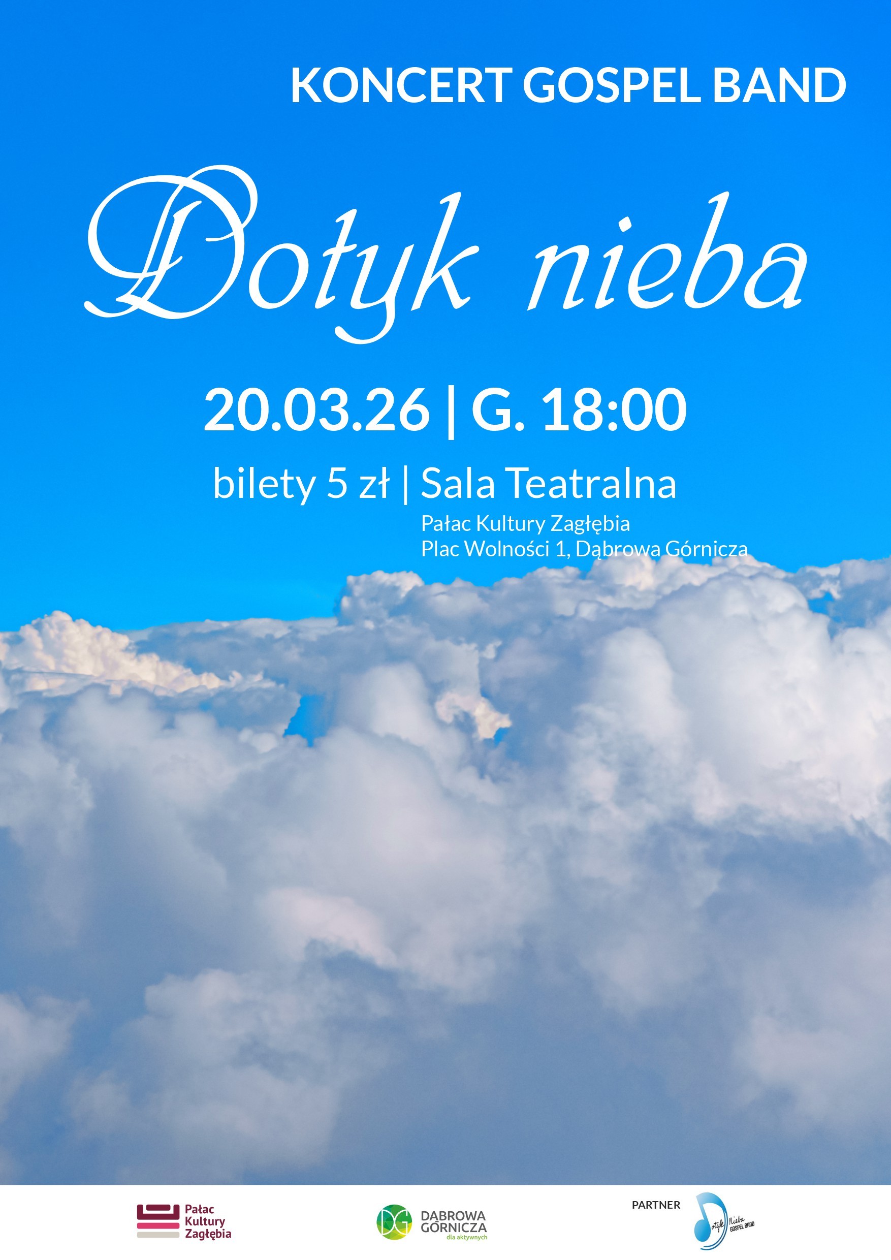 Plakat promujący koncert Gospel Band Dotyk Nieba
