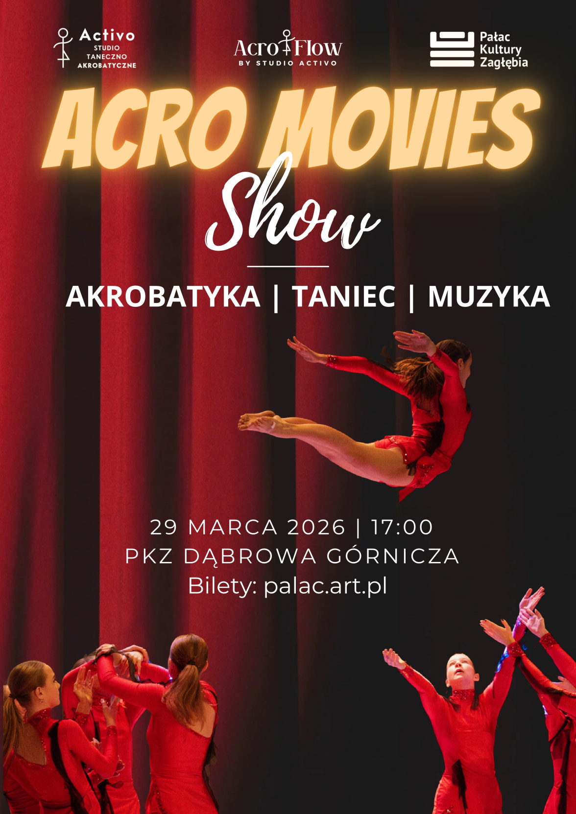 plakat promujący taneczno-akrobatyczne show acro movies