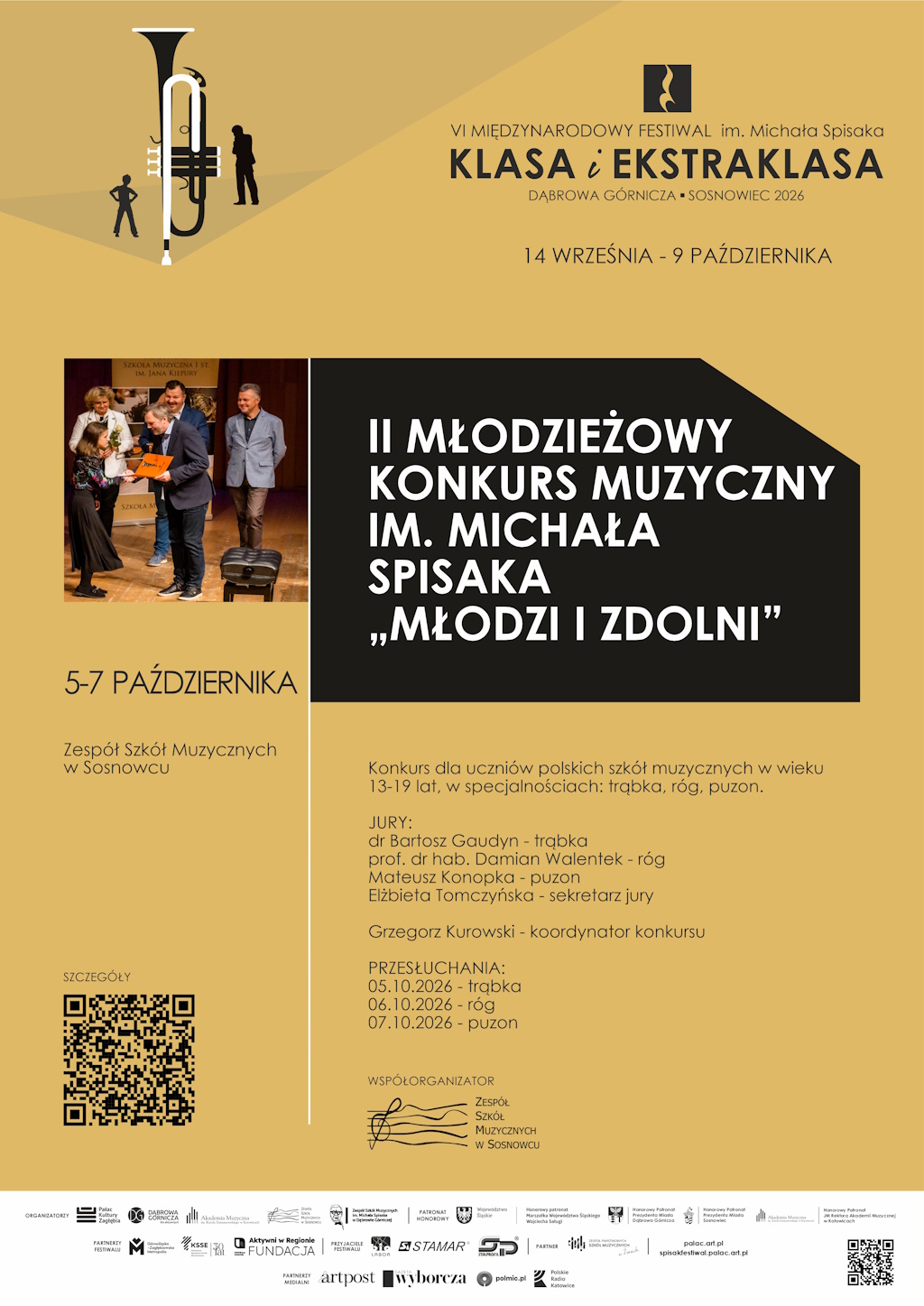 Plakat promujący 2. Młodzieżowy Konkurs Muzyczny im. Michała Spisaka Młodzi i Zdolni