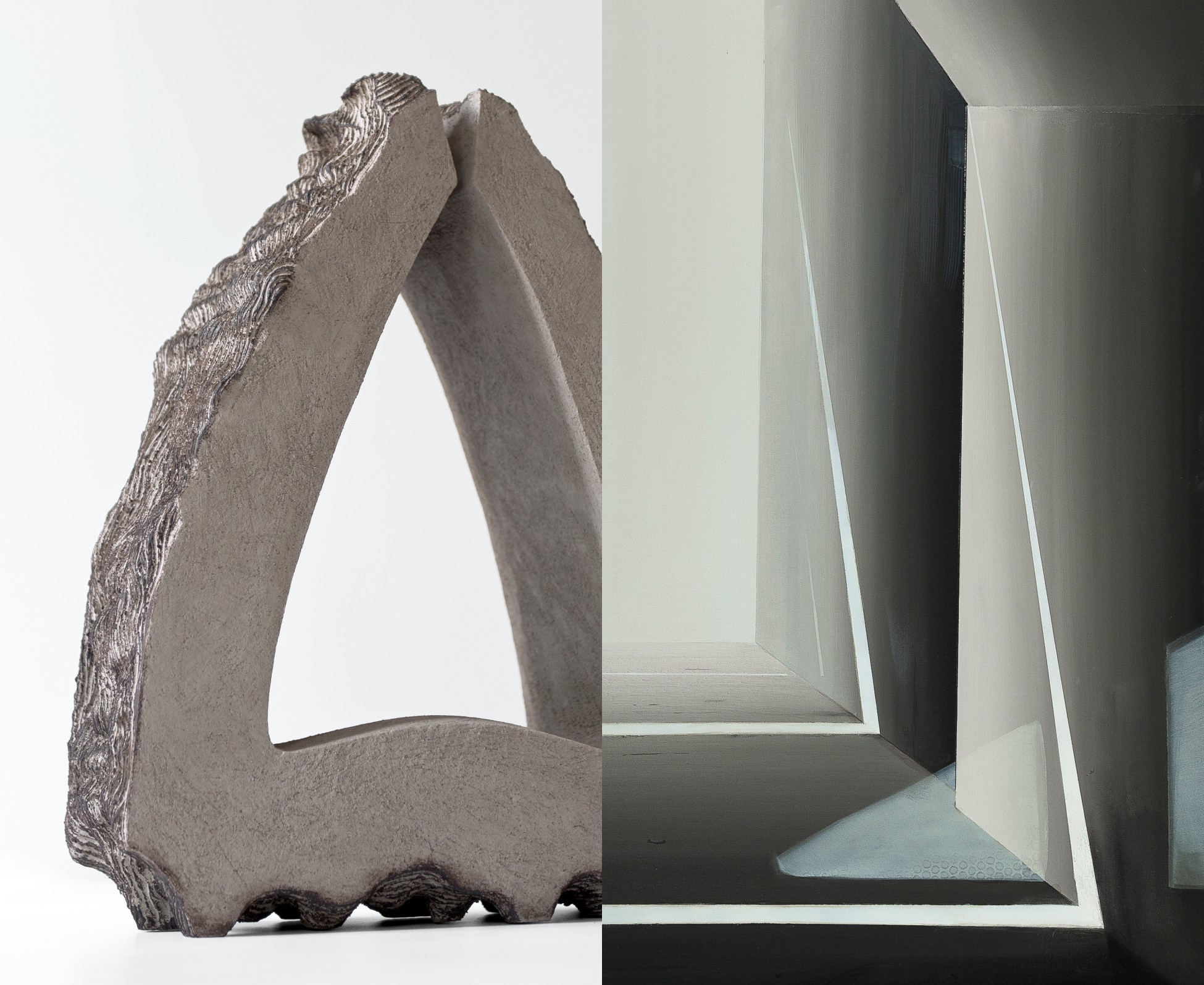 fragmenty prac artystek promujące wystawę "Ontologie formy"