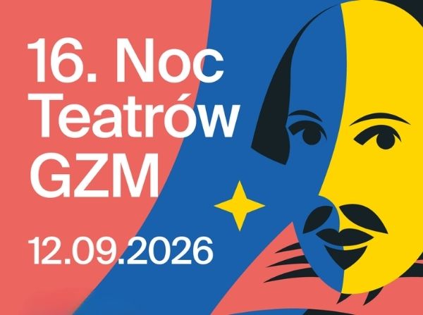 Grafika promująca wydarzenie "Noc teatrów GZM".